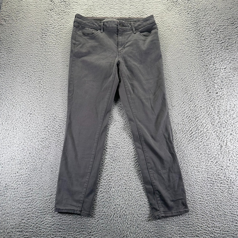 Eddie Bauer Jeans Women's 10 Gray Cotton Denim Skinny Leg Curvy Workwear Utility